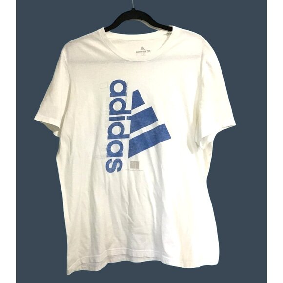 ADIDAS- MENS WHITE GRAPHIC SHORT SLEEVE CREW NECK T-SHIRT SIZE LARGE - Picture 1 of 6